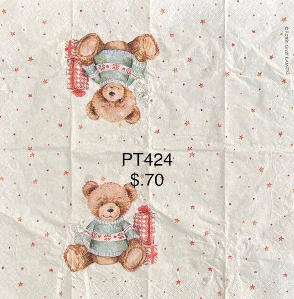 Christmas (PT424) - Teddy Bear Wearing a Sweater with a Present