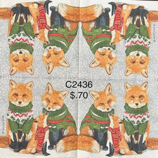 Winter (C2436) - Fox Family Wearing Sweaters