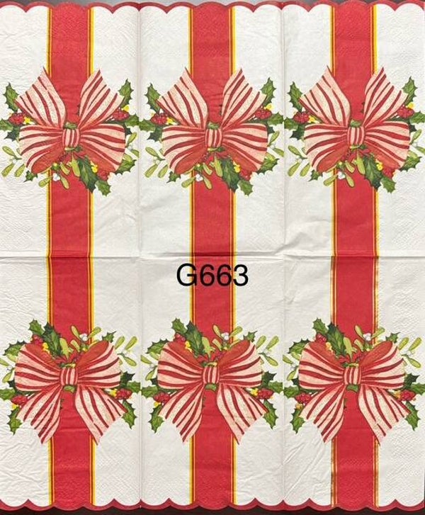 Christmas (G663) - Red and White Ribbon on White Background
