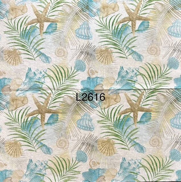 Beach (L2616) - Starfish, Shells, and Plant Life