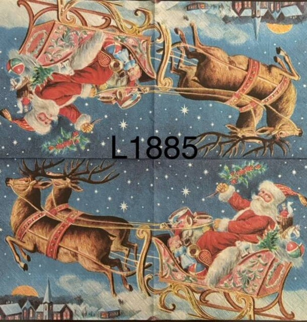 Christmas (L1885) - Santa in Sled with Reindeer