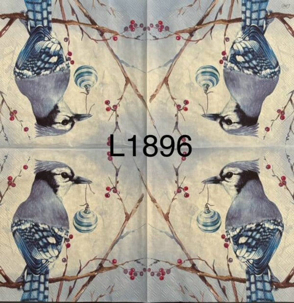 Winter (L1896) - Bird Holding an Ornament on a Branch