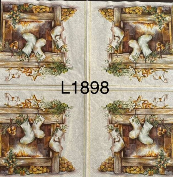 Winter (L1898) - Stockings by the Fireplace