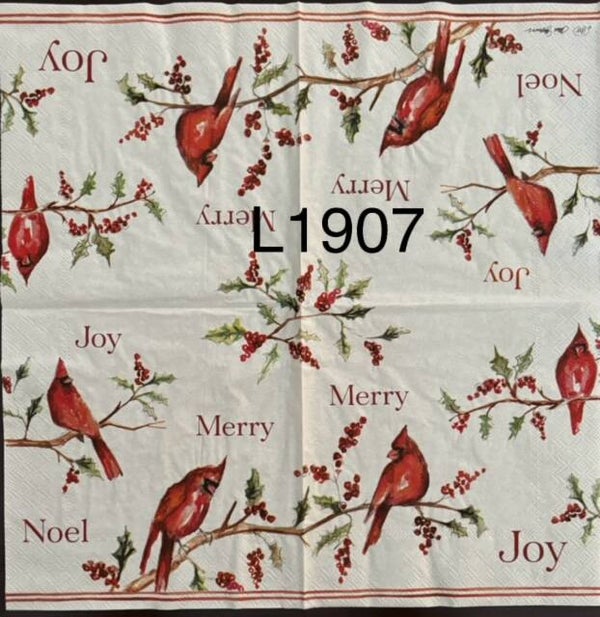 Winter (L1907) - Cardinals on Branch with Berries
