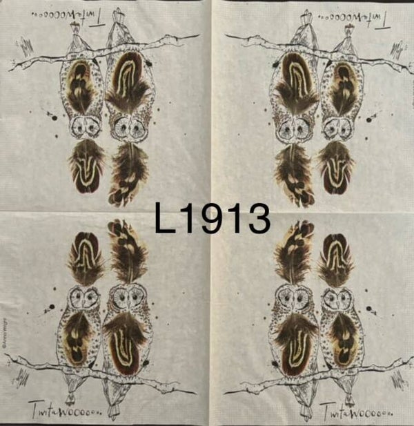 Birds (L1913) - Two Owls on Branch