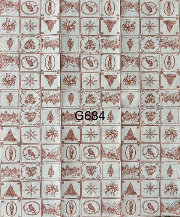Christmas (G684) - Red and White Christmas Related Blocks (tree, stars, birds, nutcrackers, bells)
