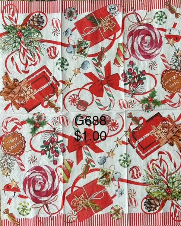 Christmas (G688) - MDW Ribbons and Candy Wallpaper with Red and White Striped Border