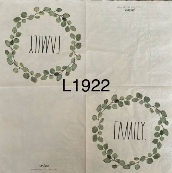 Misc (L1922) - The Word "Family" in Eucalyptus Wreath