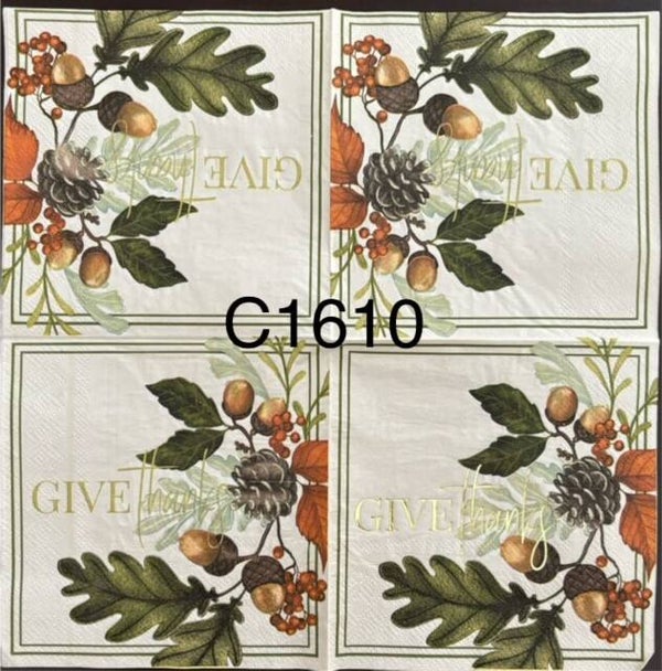 Bargain - Fall (C1610) - "Give Thanks"  Acorn and Pinecone