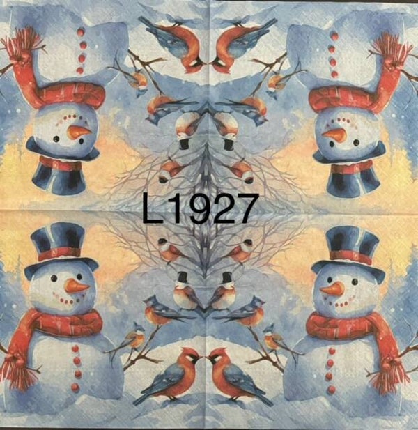 Christmas (L1927) - Snowman with Birds on Branches
