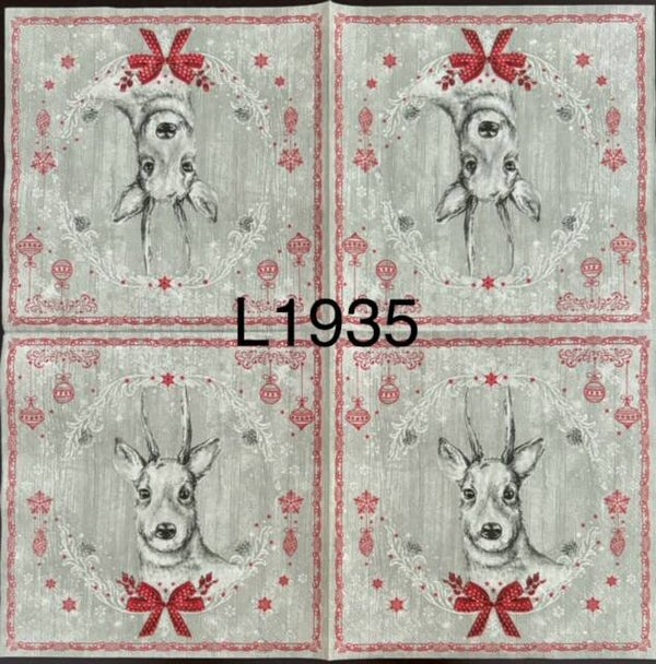 Deer (L1935) - Deer With a Red Ribbon and Ornaments