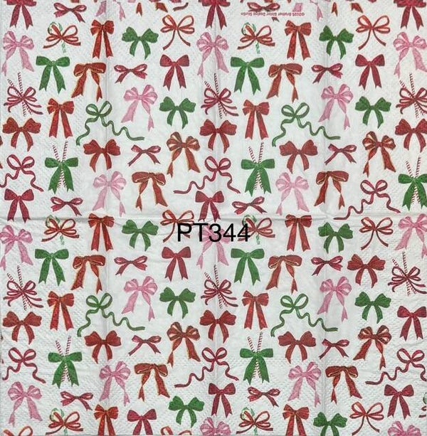 Christmas (PT344) - Red, Green and Pink Bows Wallpaper