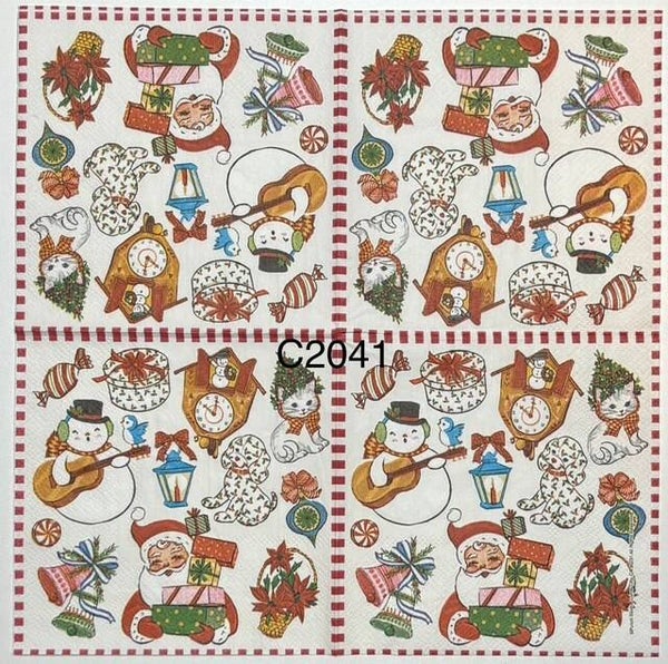 Christmas (C2041) - Santa, Snowman, Bells, Kitten, Puppy, Presents, Clocks