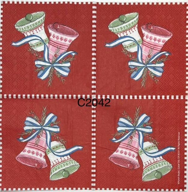 Christmas (C2042) - Red and Green Bells with Ribbon