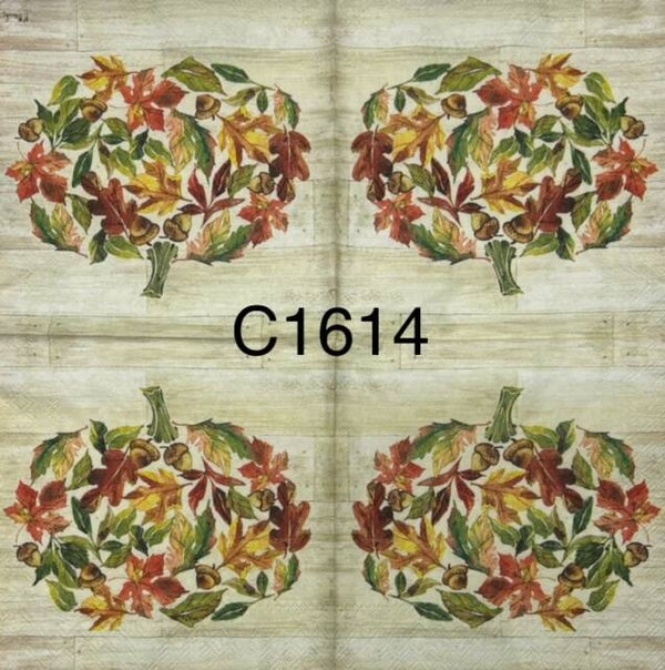 Fall (C1614) - Pumpkin Made From Autumn Leaves