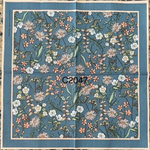 Flowers (C2047) - Variety of Flowers with a Blue Background