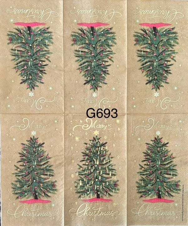 Christmas (G693) - Merry Christmas Tree with Tan Colored Background