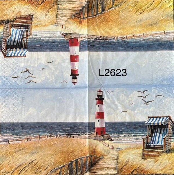 Beach (L2623) - Lighthouse, Chair and Walkway to the Beach