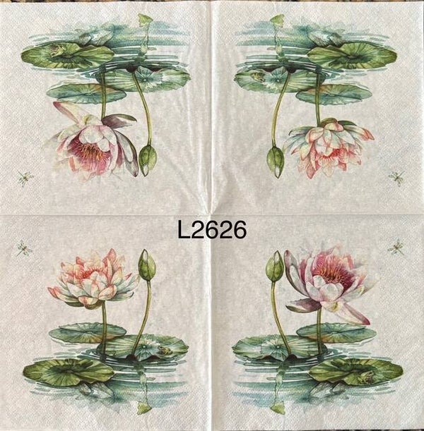 Flowers (L2626) - Water Lily Pads and a Small Dragonfly on Pond