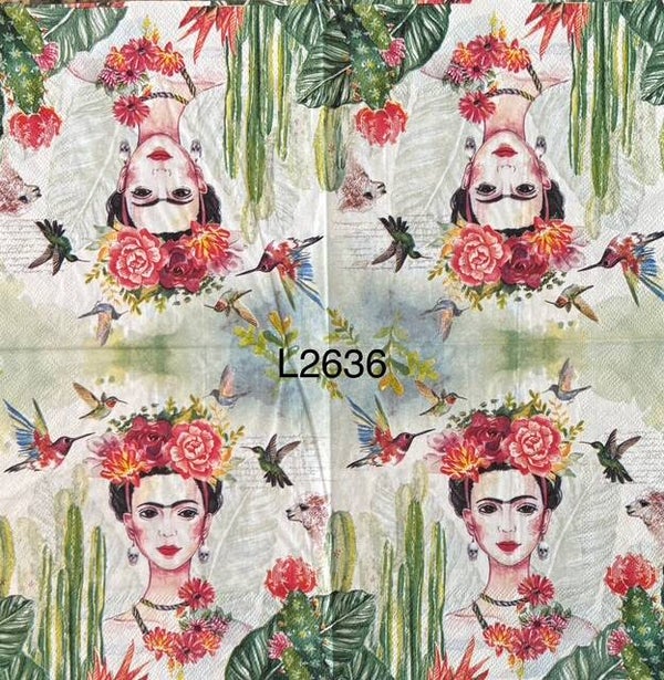 People (L2636) - Dorothy with Flowers on HEad and Hummingbirds Flying Around