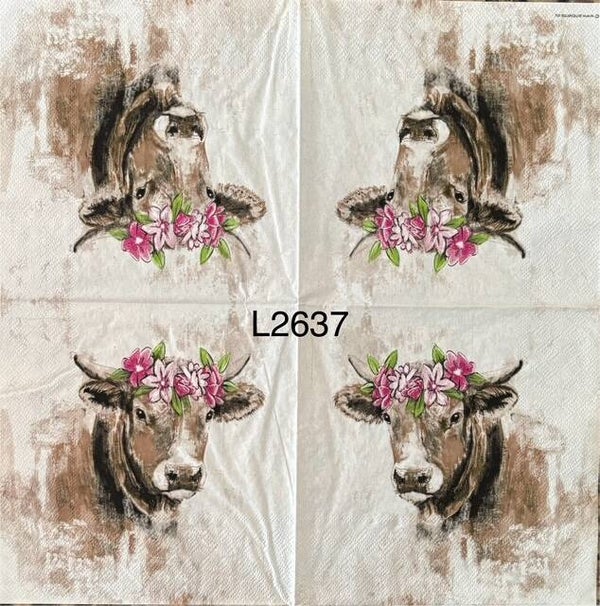 Cows (L2637) - Spring Cow with Pink Flower Headpiece