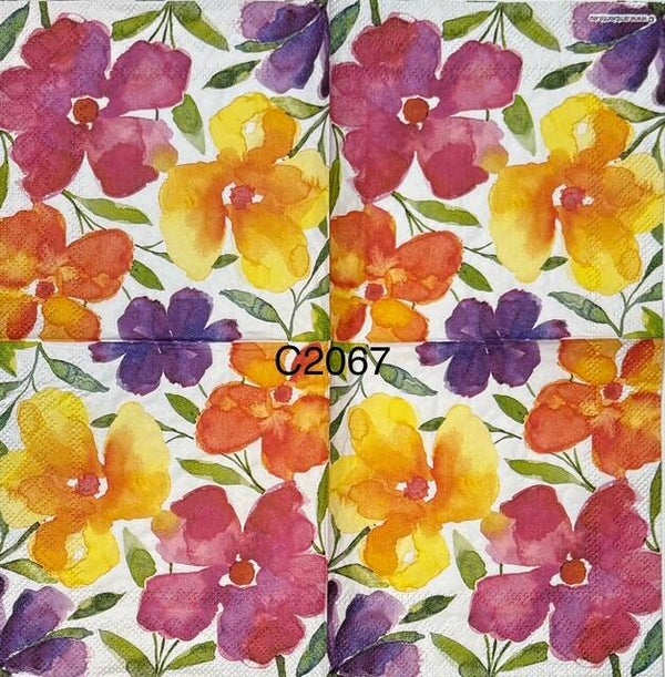 Flowers (C2067) - Happy Bloomers, Spring Flowers in Pink, Orange, Yellow and Purple