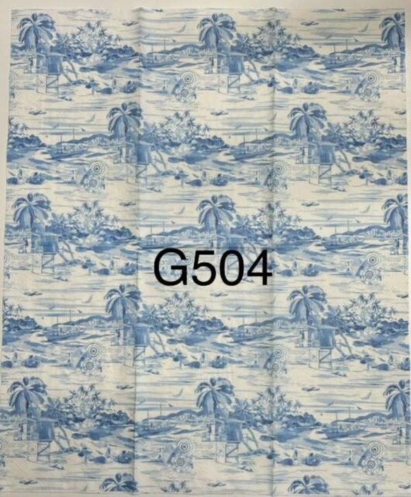 Bargain - Beach (G504) - Beach Scene in Blue and White