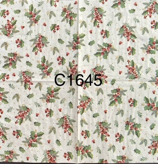 Christmas (C1645) - Holly and Berries Wallpaper