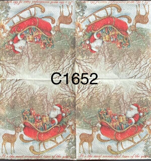 Christmas (C1652) - Santa in Sled with Presents and a Deer