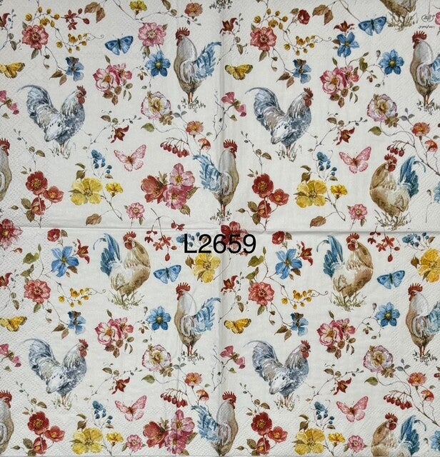 Birds (L2659) - Chickens and Roosters and Flowers (Goes with L2658)