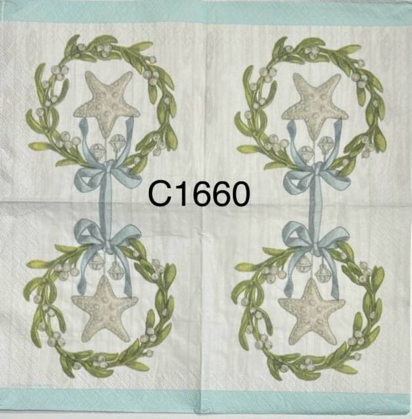 Christmas (C1660) - Wreath with Starfish Hanging