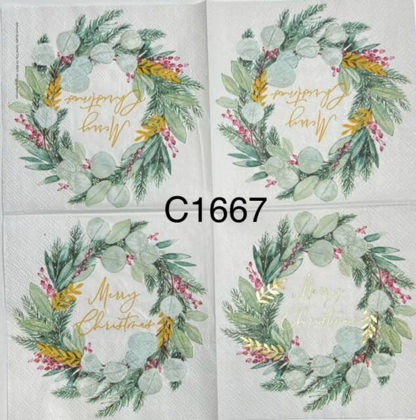 Christmas (C1667) - Wreath with Merry Christmas In Middle