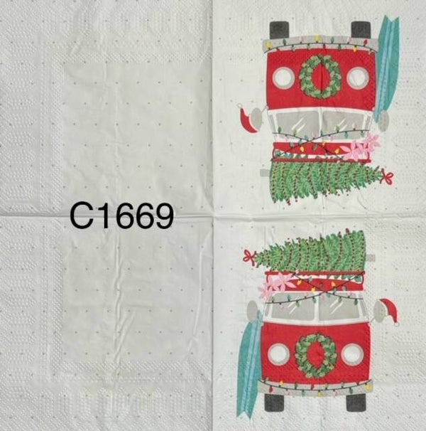 Christmas (C1669) - Volkswagon Bus with Tree on Roof