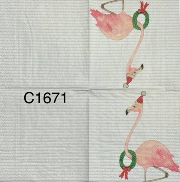Christmas (C1671) - Flamingo with Wreath Around Neck