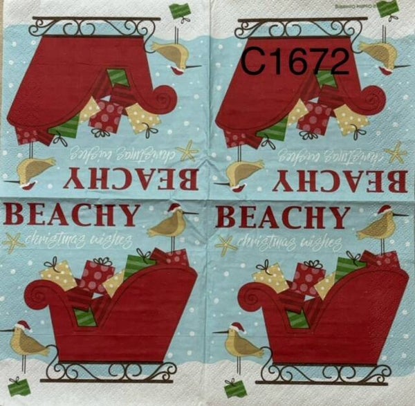 Christmas (C1672) - Beachy Christmas Wishes Sled with Presents