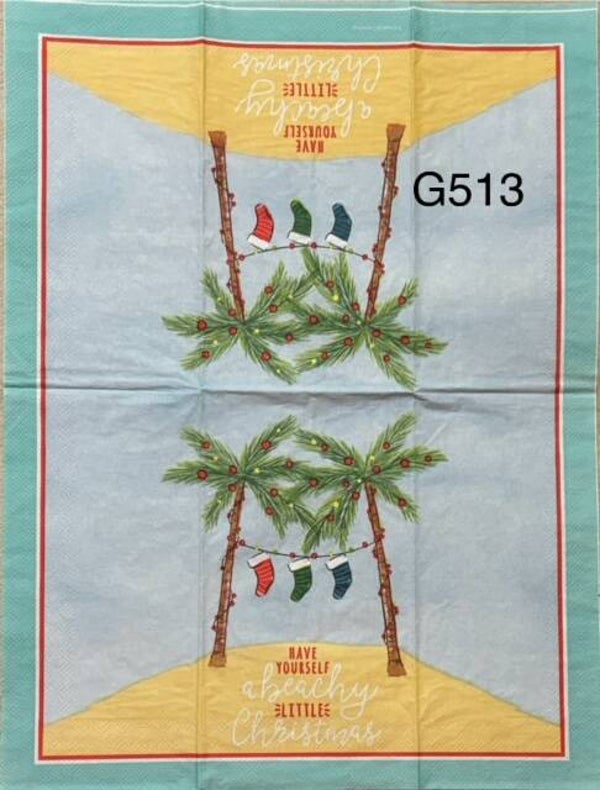 Christmas (G513) - Palm Trees with Stockings "Have Yourself a Beachy Little Christmas)