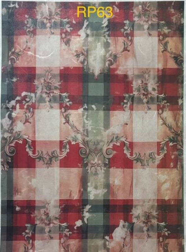Christmas (RP63) - Red, White and Green Check Design with Floral