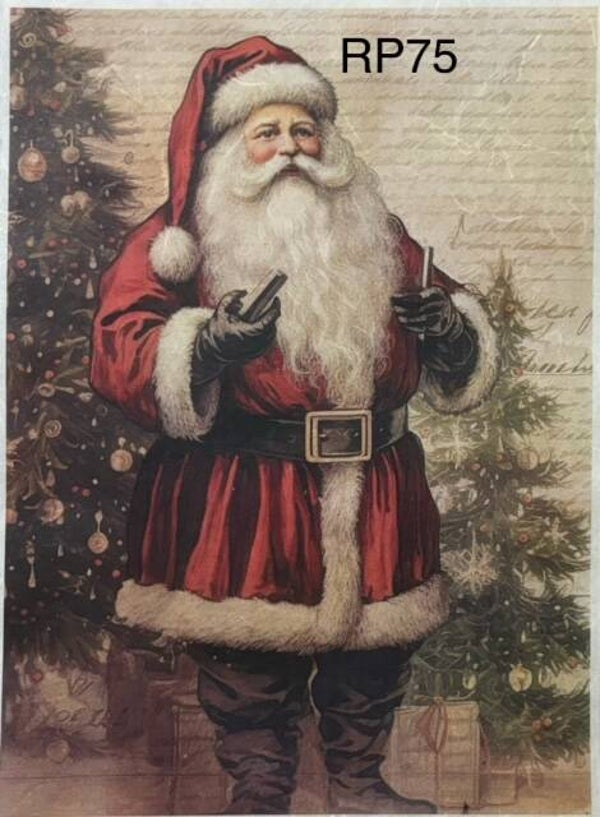 Christmas (RP75) - Santa Standing by Tree
