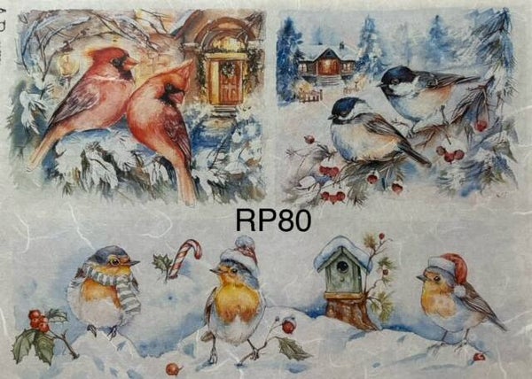 Winter (RP80) - Birds Scenes with Cardinals, Robins, etc.
