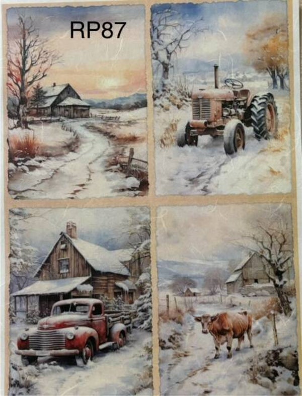 Winter (RP87) - Farm Scenes with Truck, Cow, Tractor