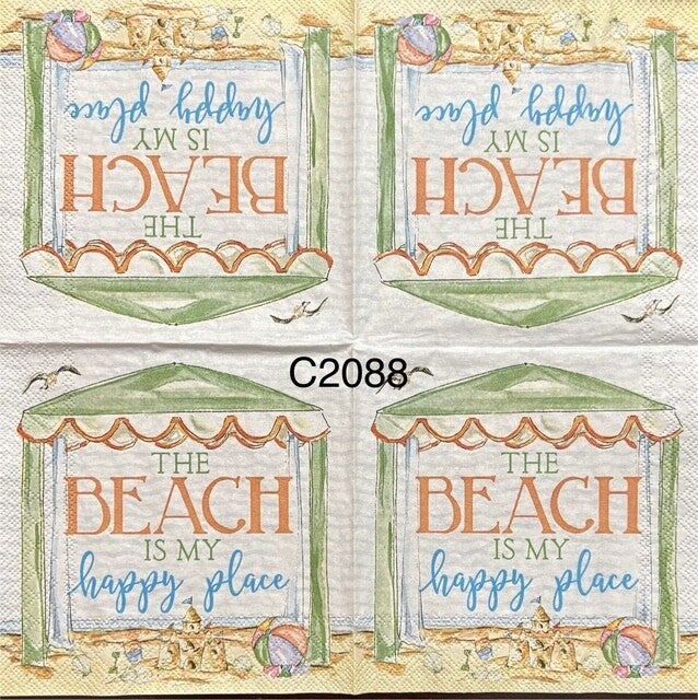 Beach (C2088) - "The Beach is my Happy Place" Tent and Sand Castle