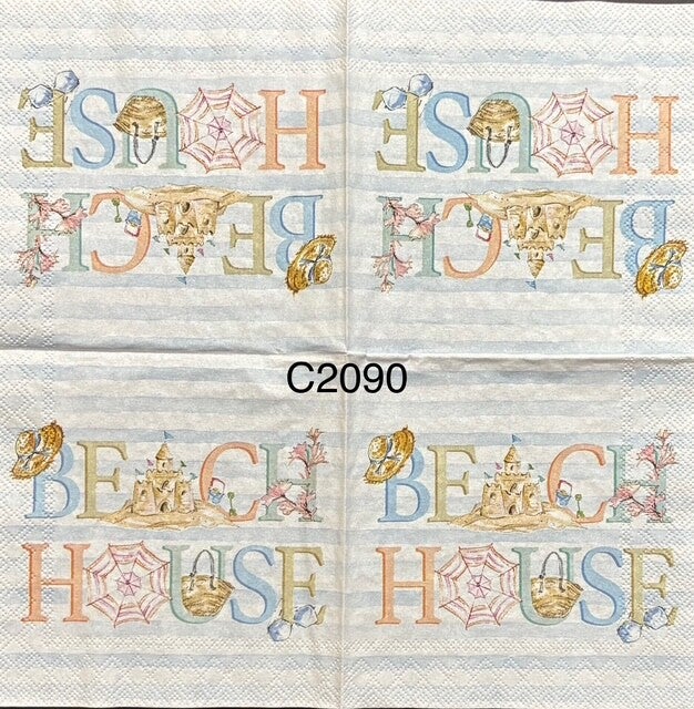 Beach (C2090) - Beach House (words made with beach items)