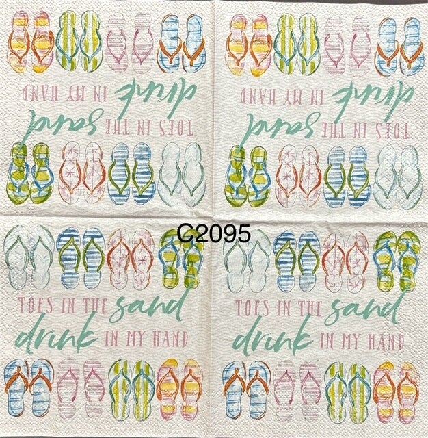 Beach (C2095) - "Toes in the Sand, Drink in my Hand" (words between flip flops)