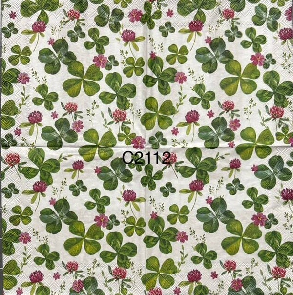 St. Patrick's Day (C2112) - Clover Leafs with Purple Flowers