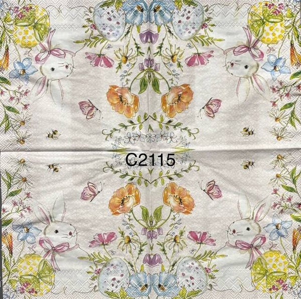 Easter (C2115) - Bunny with Egss Looking at a Butterfly