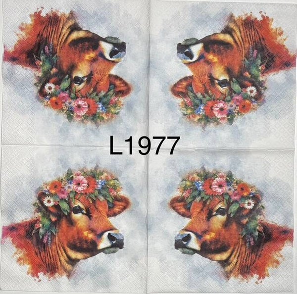 Cows (L1977) - Cow with Flower Headpiece