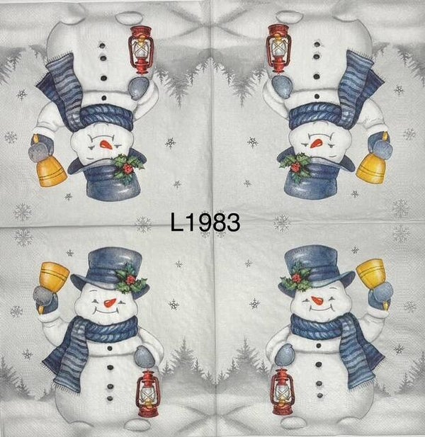 Christmas (L1983) - Snowman Holding Lantern and Ringing a Bell
