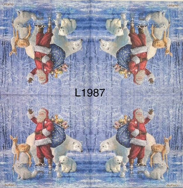 Christmas (L1987) - Santa with Polar Bears and Deer