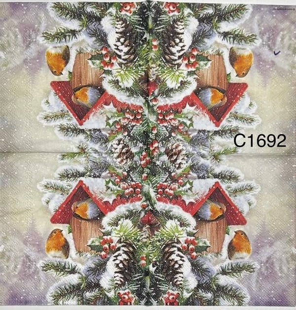 Christmas (C1692) - Robins and Birdhouse