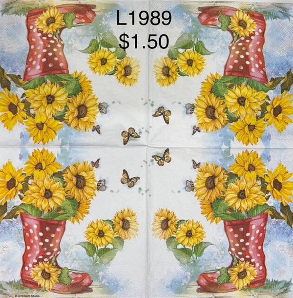 Sunflowers (L1989) - Red Boot with Sunflowers
